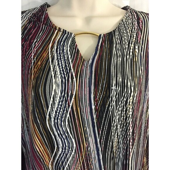 New Directions Boho Tunic Womens S Multicolor Bell Sleeve Festival Artistic Y2K - Picture 2 of 12